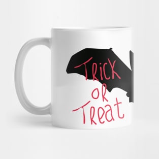 cute bat silhouette with trick or treat typography for halloween Mug